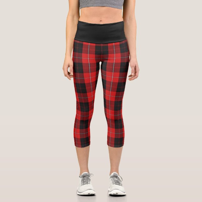 Classic Clan Cunningham Tartan Plaid Capri Leggings (Front)