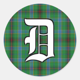 Classic Clan Duncan Tartan Monogram Round Sticker