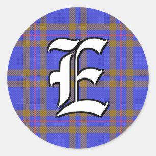 Classic Clan Elliot Elliott Tartan Monogram Round Sticker