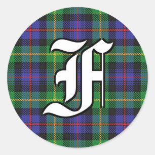Classic Clan Farquharson Tartan Monogram Round Sticker