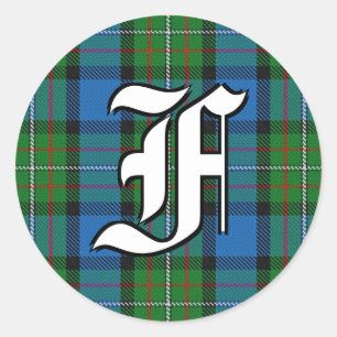 Classic Clan Fergusson Tartan Monogram Round Sticker