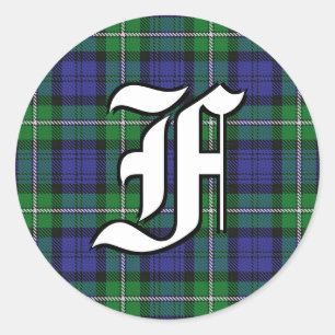 Classic Clan Forbes Tartan Monogram Round Sticker