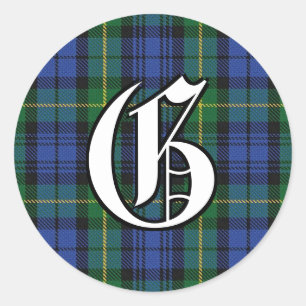 Classic Clan Gordon Tartan Monogram Classic Round Sticker