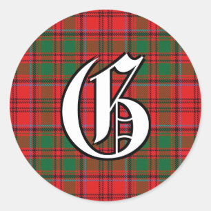 Classic Clan Grant Tartan Monogram Round Sticker