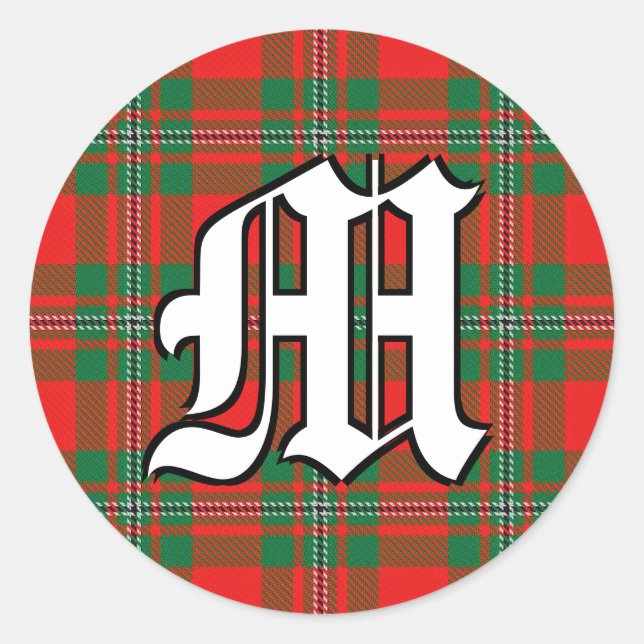 Classic Clan Gregor MacGregor Tartan Monogram Round Sticker (Front)