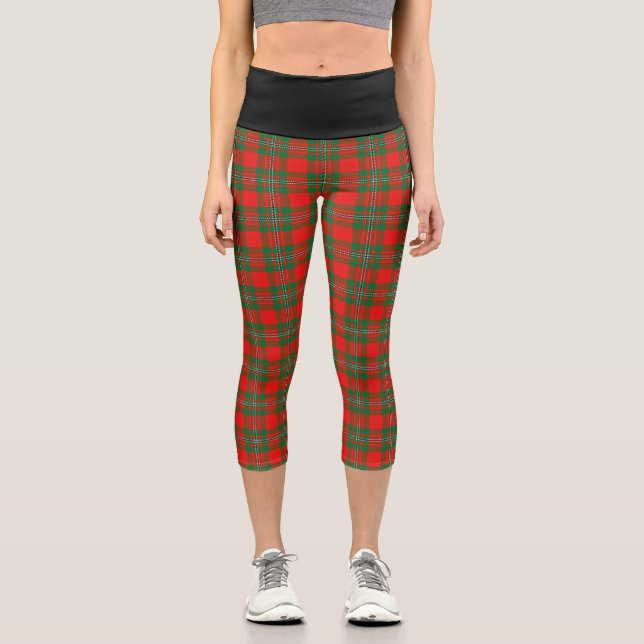 Classic Clan Gregor MacGregor Tartan Plaid Capri Leggings (Front)