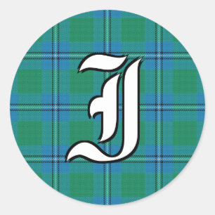 Classic Clan Irvine Irwin Tartan Monogram Round Sticker