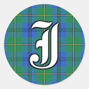 Classic Clan Johnstone Johnston Tartan Monogram Round Sticker