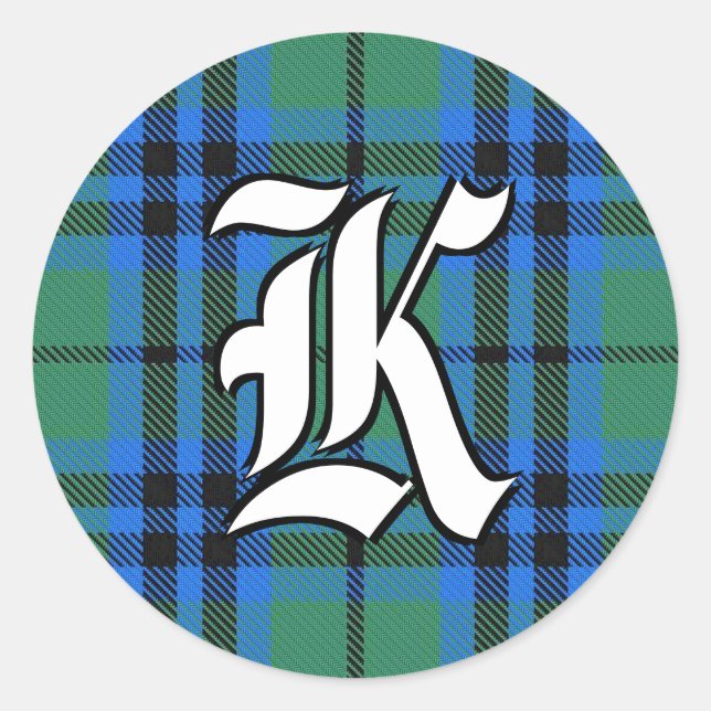 Classic Clan Keith Tartan Monogram Classic Round Sticker (Front)