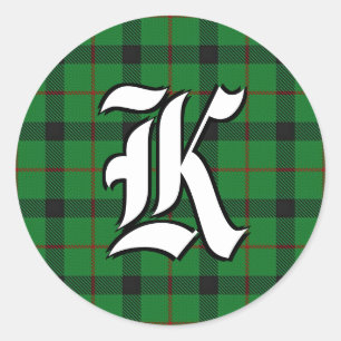 Classic Clan Kincaid Tartan Monogram Round Sticker