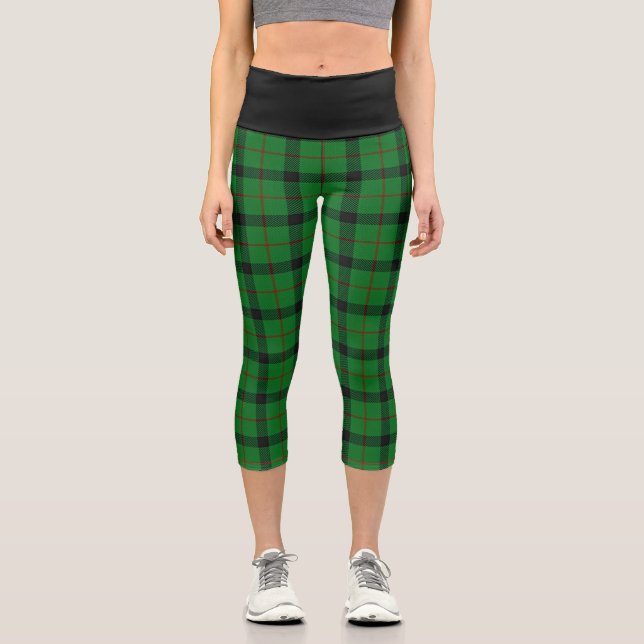 Classic Clan Kincaid Tartan Plaid Capri Leggings (Front)