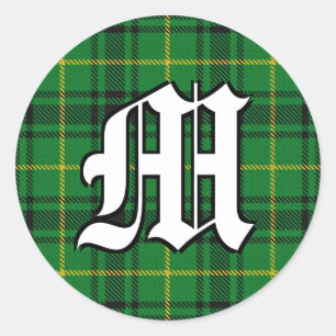 Classic Clan MacArthur Arthur Tartan Monogram Round Sticker