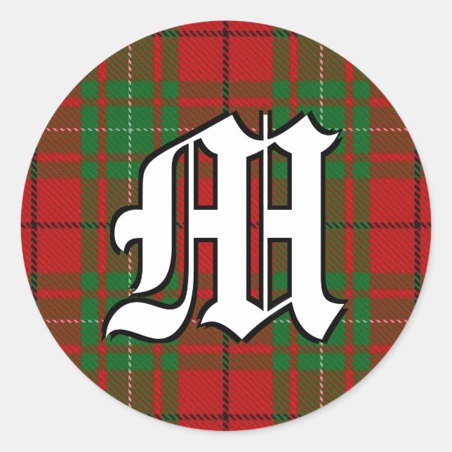 Classic Clan MacAulay Tartan Monogram Classic Round Sticker (Front)