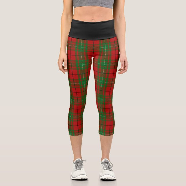 Classic Clan MacAulay Tartan Plaid Capri Leggings (Front)