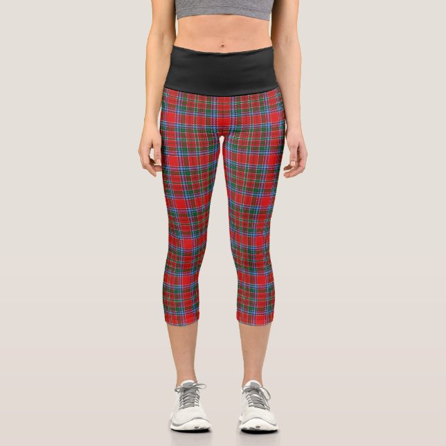 Classic Clan MacBean MacBain Tartan Plaid Capri Leggings (Front)