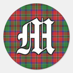 Classic Clan MacCulloch Tartan Monogram Round Sticker