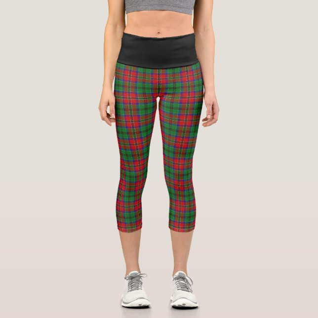 Classic Clan MacCulloch Tartan Plaid Capri Leggings (Front)