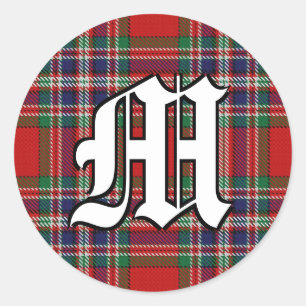 Classic Clan MacFarlane Tartan Monogram Round Sticker