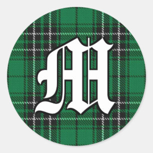 Classic Clan MacLean Hunting Tartan Monogram Round Sticker