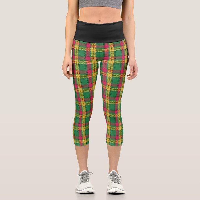 Classic Clan MacMillan Tartan Plaid Capri Leggings (Front)