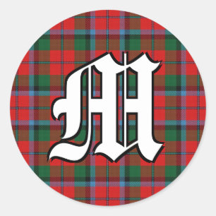 Classic Clan MacNaughton Tartan Monogram Round Sticker