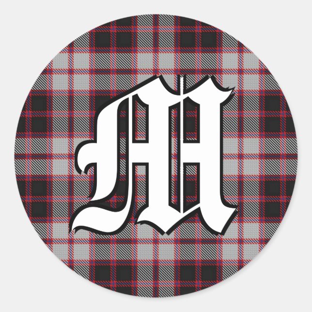 Classic Clan MacPherson Tartan Monogram Round Sticker (Front)