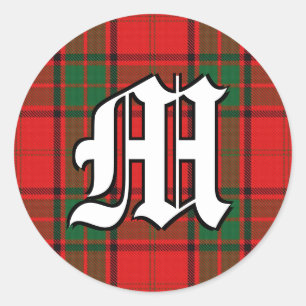 Classic Clan Maxwell Tartan Monogram Round Sticker