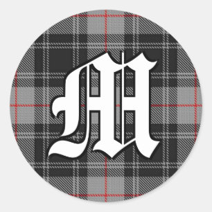 Classic Clan Moffat Tartan Monogram Round Sticker