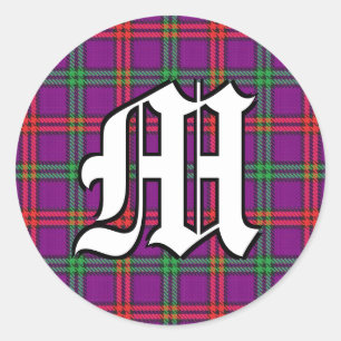 Classic Clan Montgomery Tartan Monogram Round Sticker