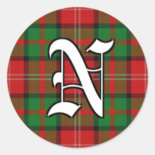 Classic Clan Nisbet Tartan Monogram Round Sticker