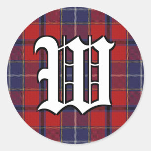 Classic Clan Wishart Tartan Monogram Round Sticker