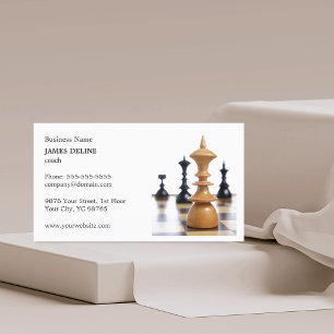 Classic Clean Chess Figures Coach Business Card