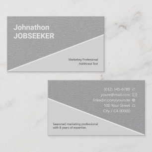 Classic Clean Job Seeker Jobseeker Grey Classy Business Card
