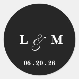 Classic Clean Monogram Wedding Date Label