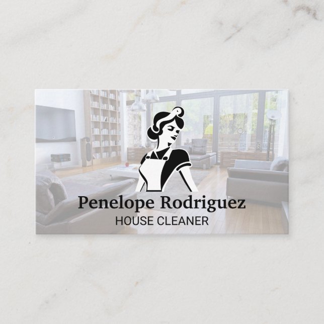 Classic Cleaning Maid | House Keeping Services Business Card (Front)