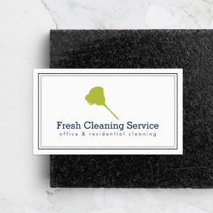 Classic Cleaning Service Feather Duster White Business Card