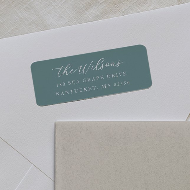 Classic Coastal Aqua Script Return Address (Creator Uploaded)