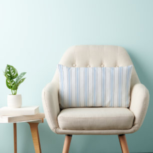 Classic Coastal Cabana Stripe Light Coastal Blue Lumbar Cushion