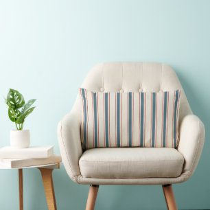 Classic Coastal Cabana Stripe Payne's Grey Lumbar Cushion