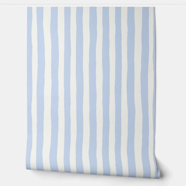 Classic Coastal Handpainted Stripe Wallpaper (Unrolling)