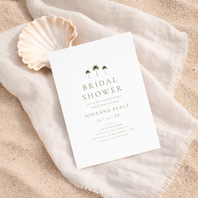 Classic Coastal Minimal Palm Tree Bridal Shower Invitation (Creator Uploaded)