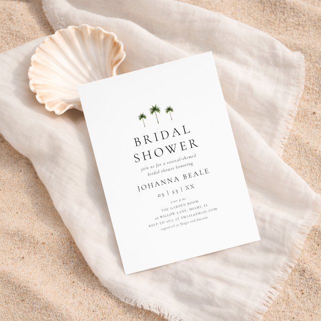 Classic Coastal Minimal Palm Tree Bridal Shower Invitation (Creator Uploaded)