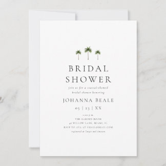 Classic Coastal Minimal Palm Tree Bridal Shower Invitation