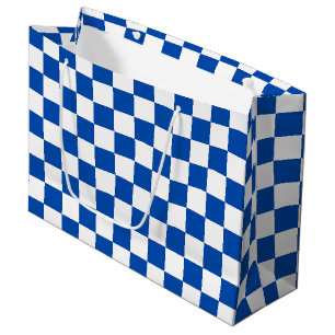 Classic cobalt blue chequerboard large gift bag