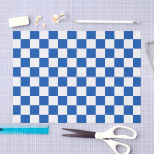 Classic cobalt blue chequerboard tissue paper