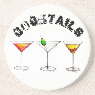 Classic Cocktails Martini Cosmopolitan Manhattan Coaster