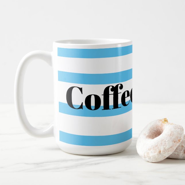 Classic Coffee Mug - Blue Hoops (With Donut)