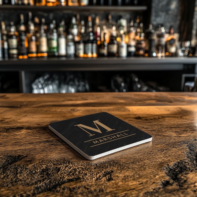 Classic Cognac Tan Serif Monogram Name Stone Coaster (Creator Uploaded)