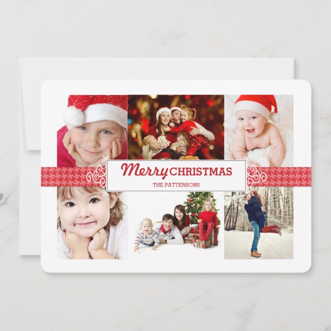 Classic Collage Merry Christmas Photo Greeting Holiday Card (Front)