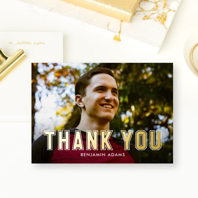 Classic Collegiate Flat FOIL Grad Thank You Card (Creator Uploaded)